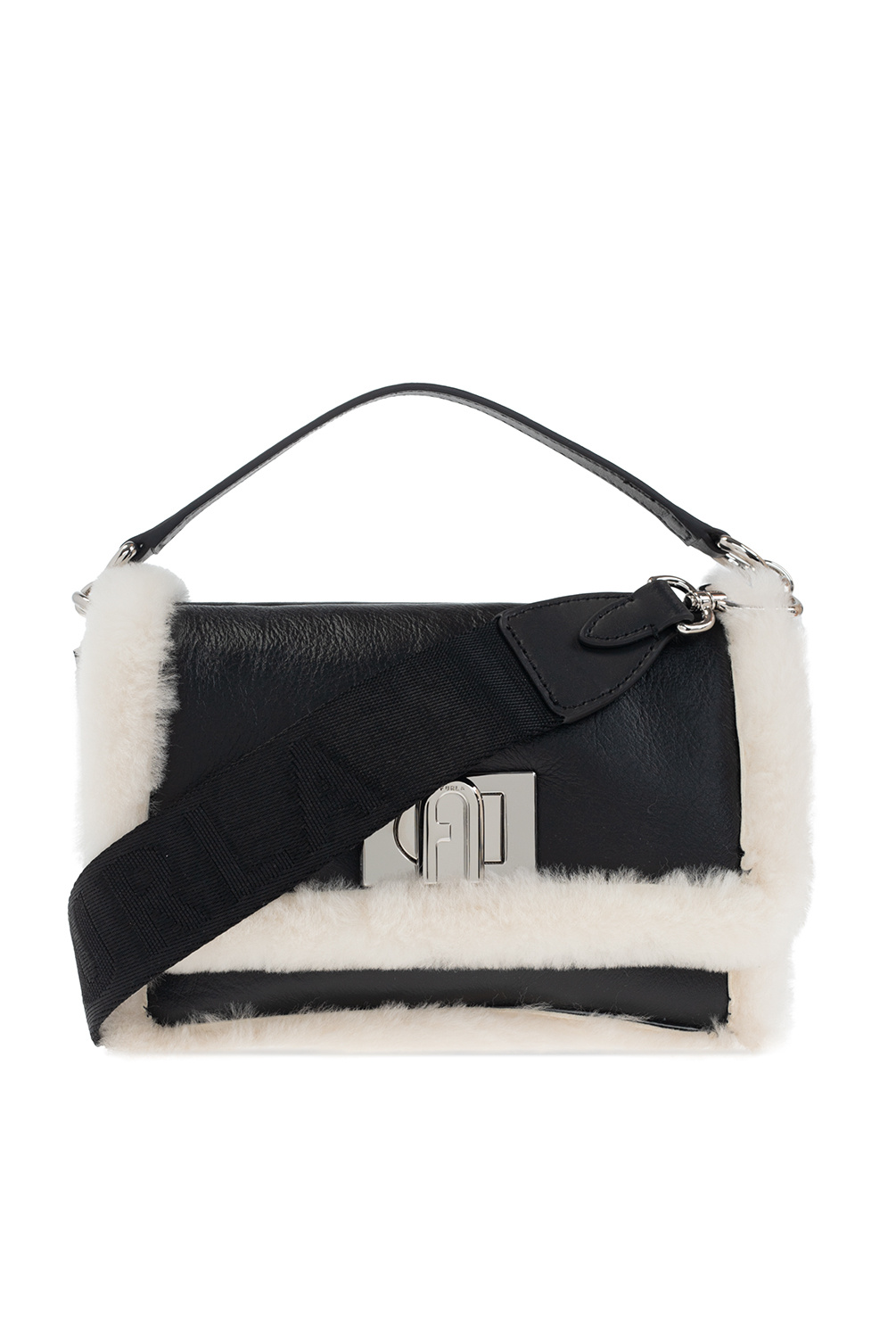 Furla black and white on sale handbag